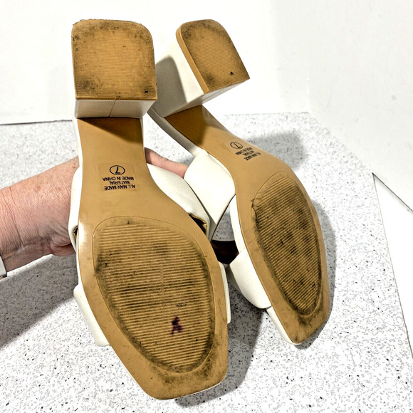 Soda high heel slide sandals slip on shoes creamy white crossover dressy casual - Picture 7 of 9